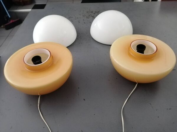 Paire de lampes de table en verre vintage