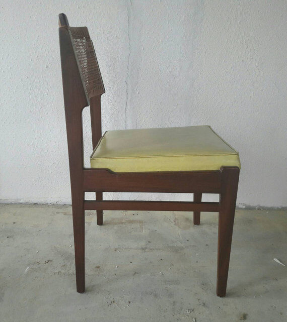 Chair in teak and rattan 70s