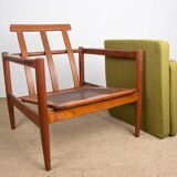 Pair of Danish Teak and fabric armchairs by Børge Jensen & Sønner 1960.