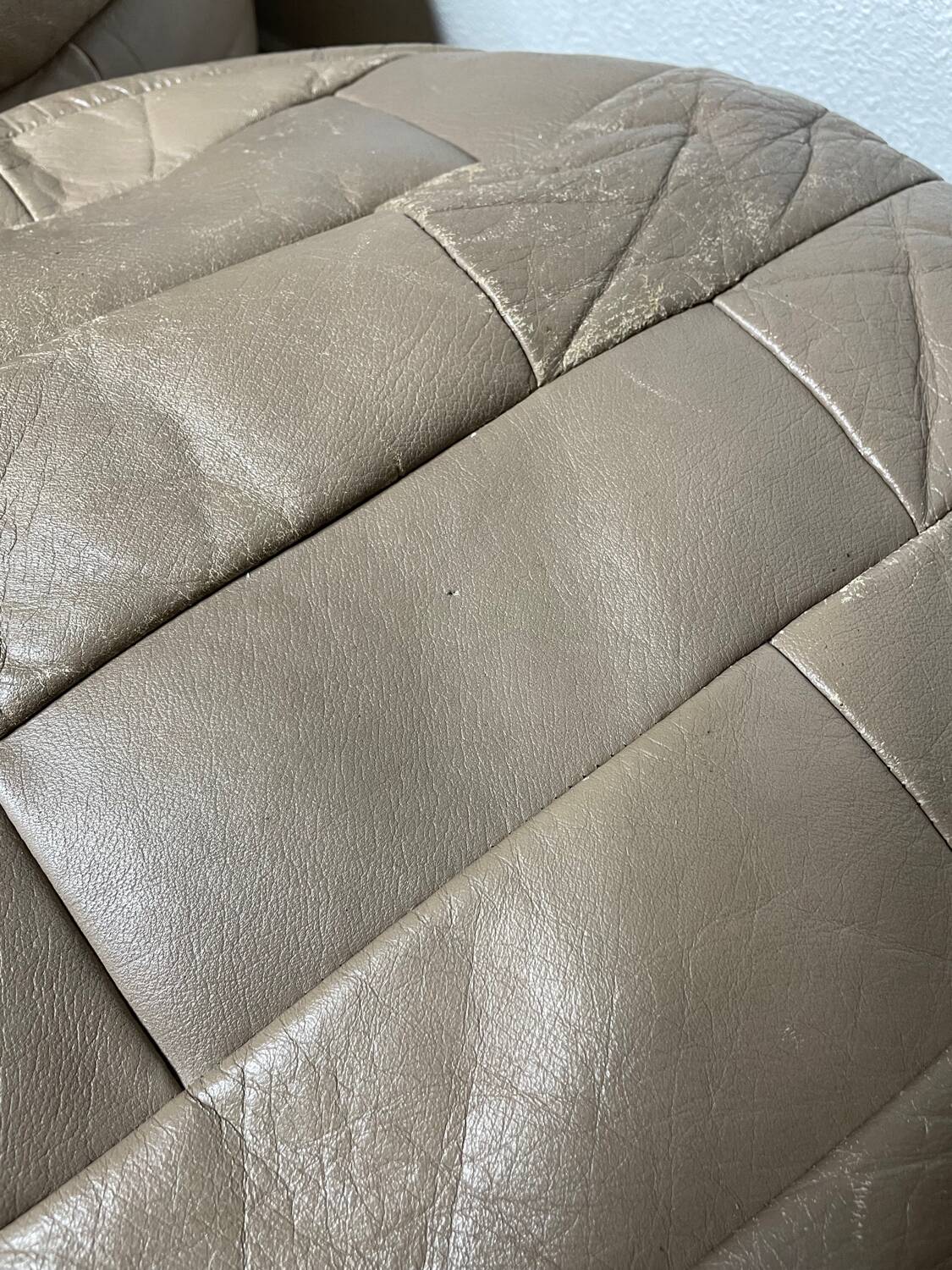 Pair of De Sède patchwork leather poufs