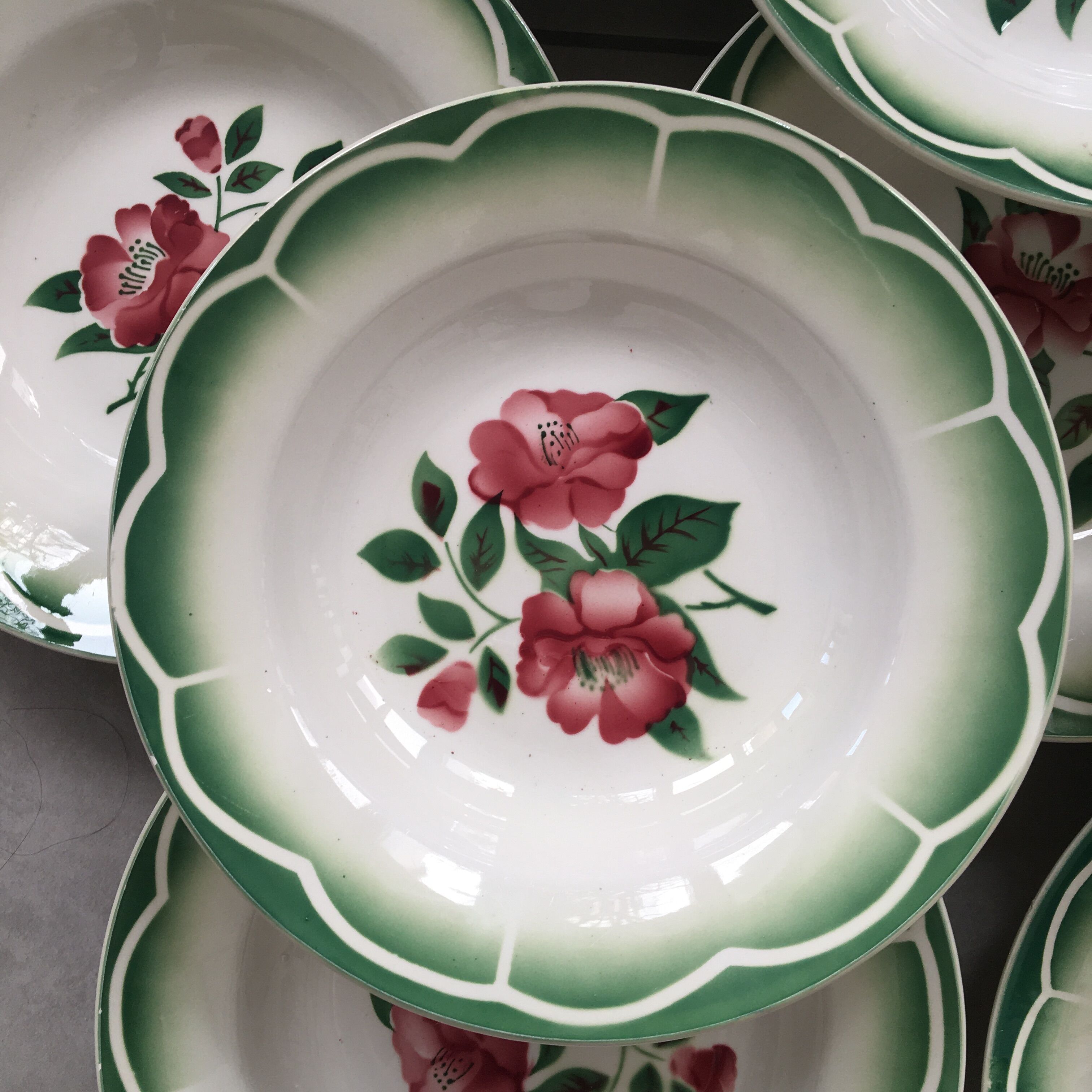 Set of 10 hollow plates "Mireille" Digoin Sarreguemines