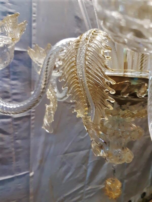 superb great translucent Murano chandelier and gold, old,complete