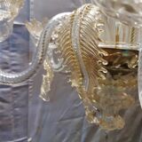 Lustre Murano translucide et or ancien complet