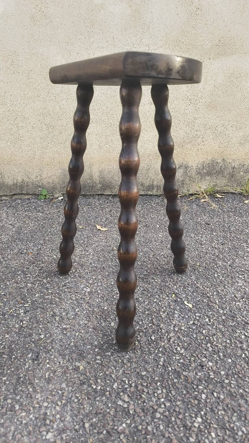 Turned wooden tripod stool 1960