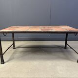 Spanish iron and ceramic tile coffee table, 1950s
