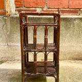 Vintage rattan and bamboo shelf cabinet - 3 trays