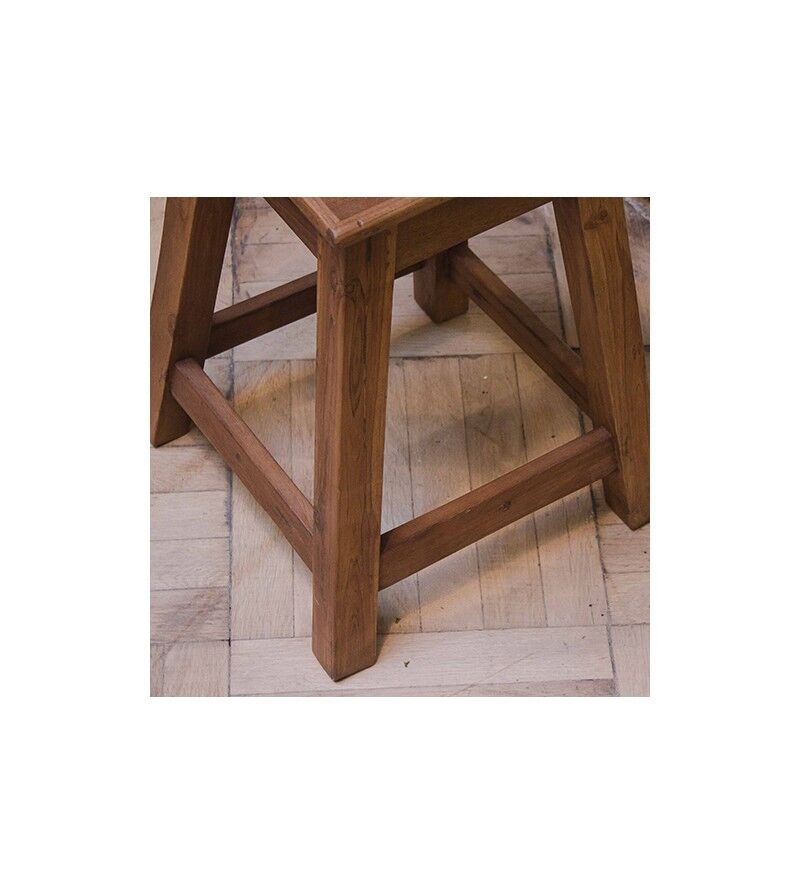 Vintage wooden stool square seat