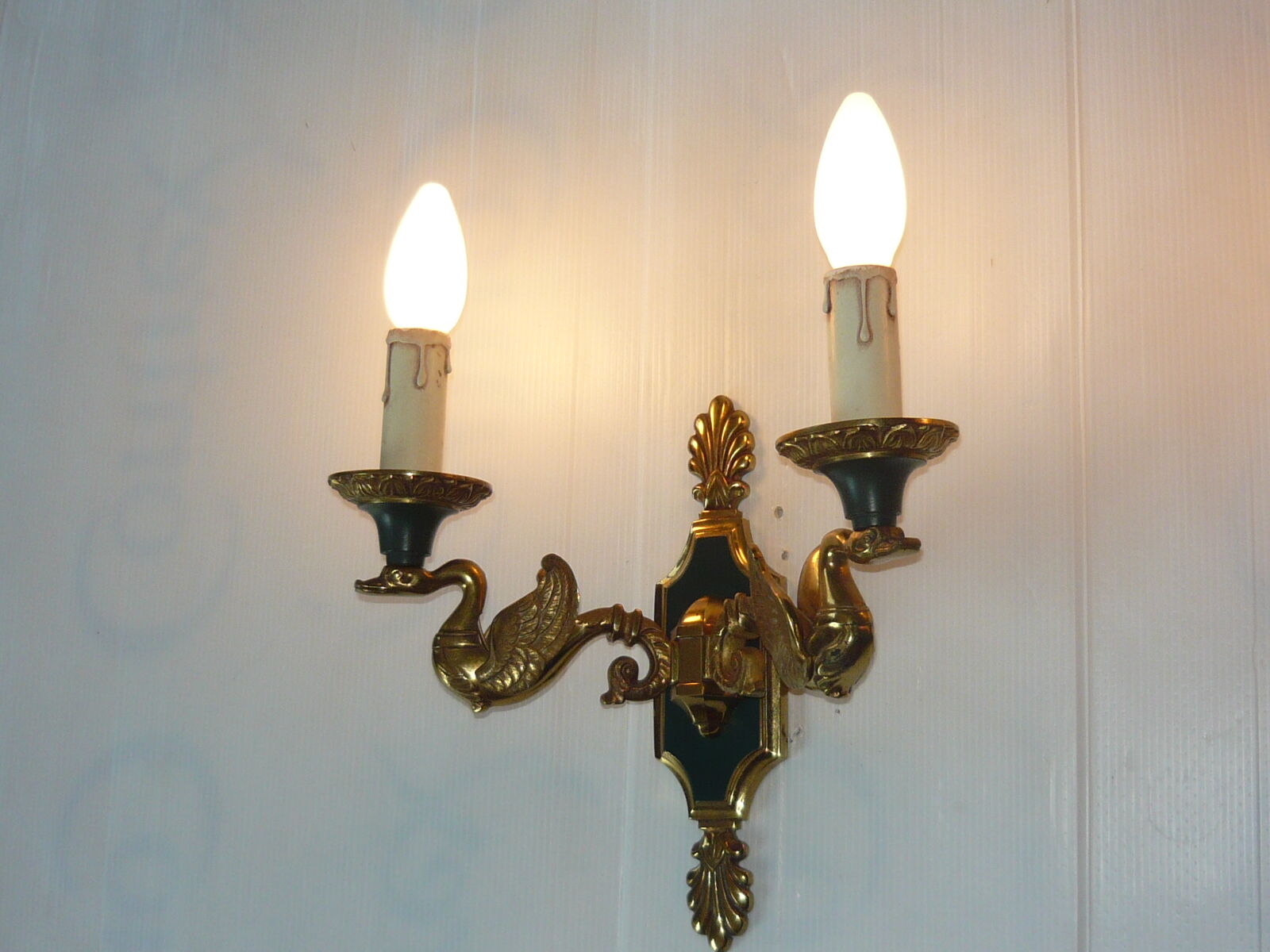 Empire lucien gau style gilt bronze wall lamp