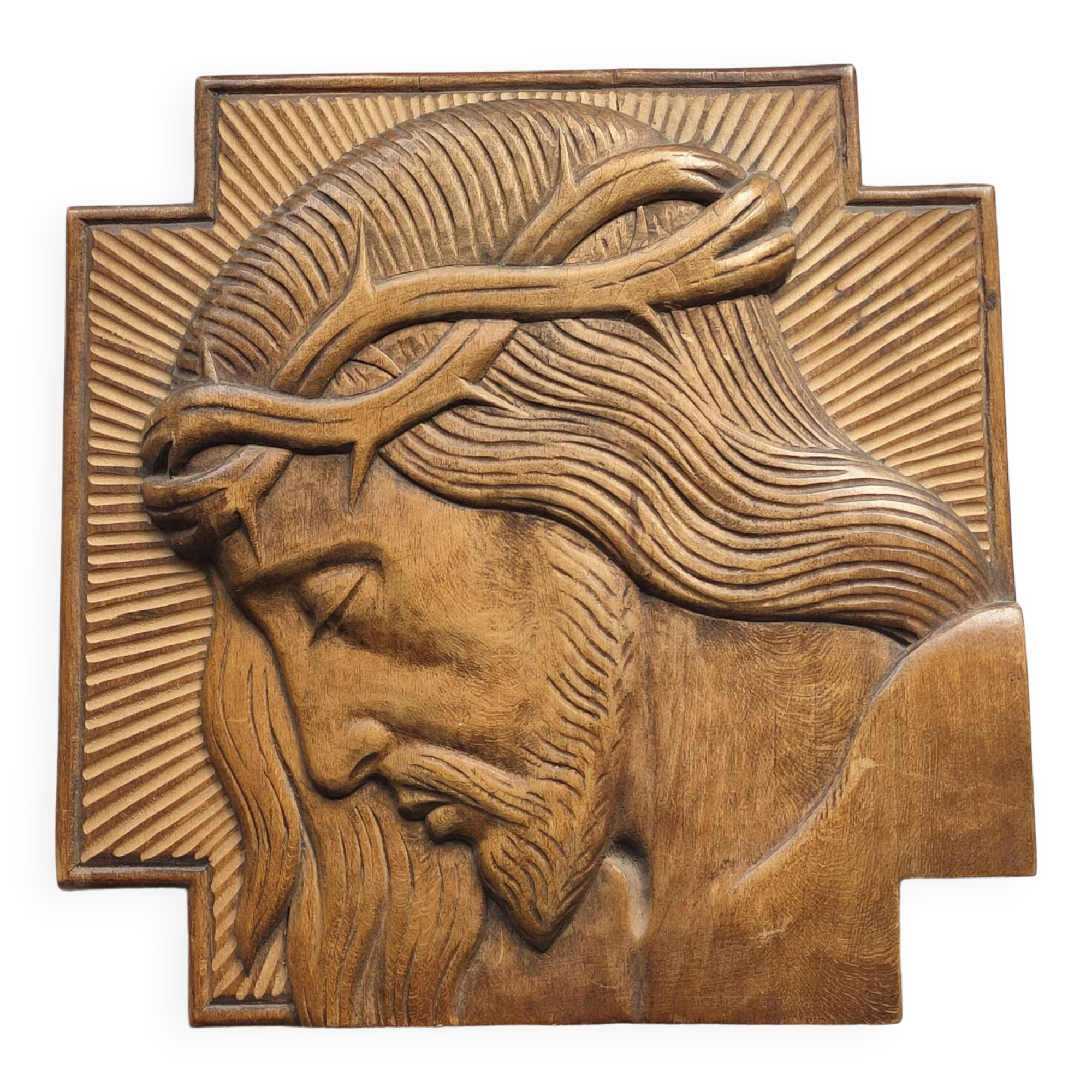 Wooden painting representing Christ Art Deco.