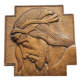Wooden painting representing Christ Art Deco.