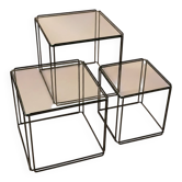 Ensemble de 3 tables gigognes Isocele par Max Sauze, années 1970.