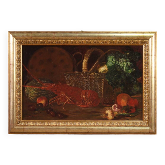 Antique still life painting dated 1883