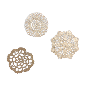 Set of 3 old lace crochet doilies