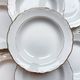 7 French Winterling BAVARIA white and gold porcelain soup plates