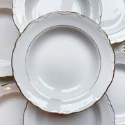 7 French Winterling BAVARIA white and gold porcelain soup plates