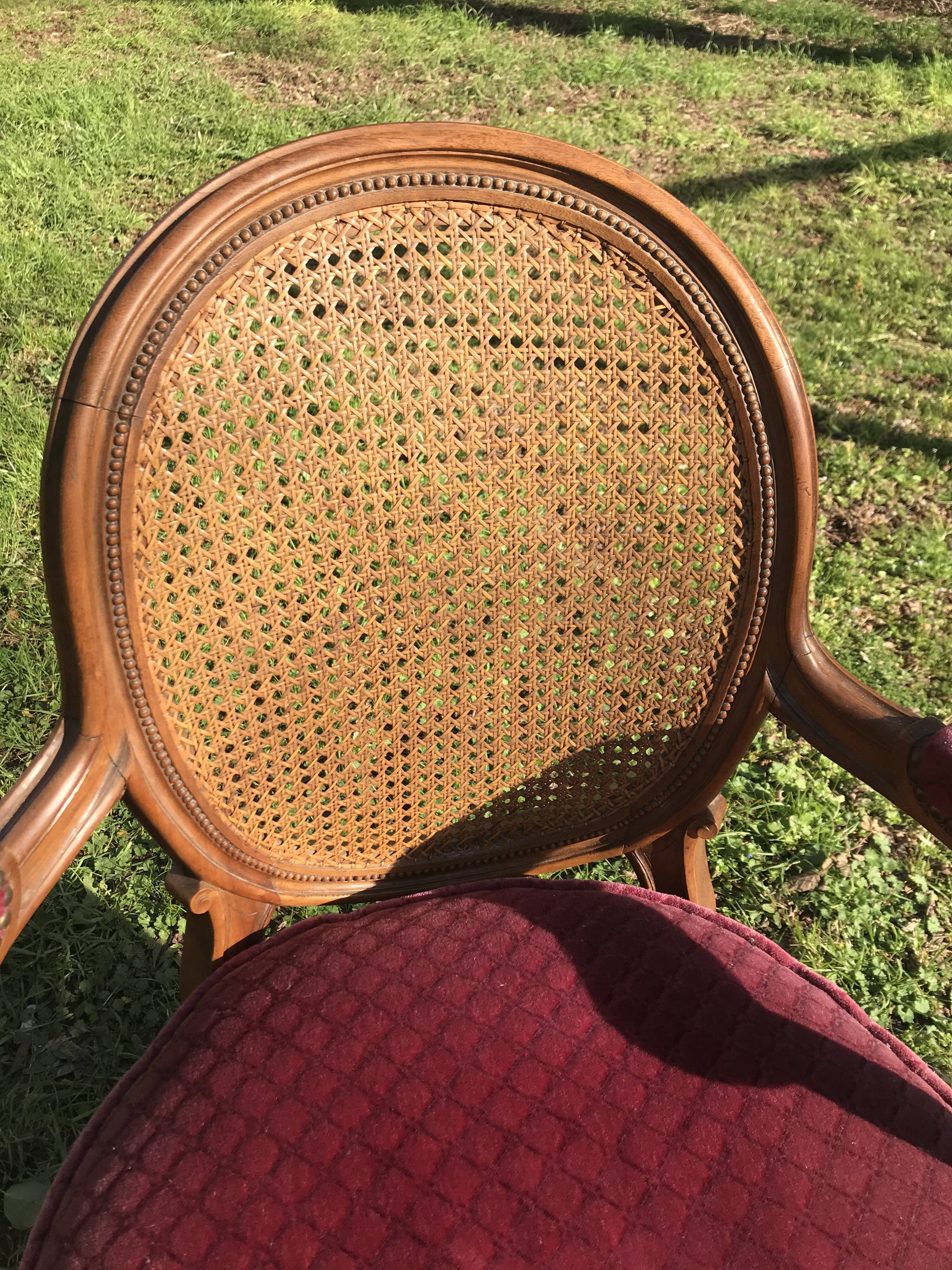 Pair of Louis XVI cannage style armchairs