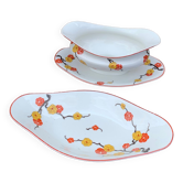 Plat de service et sauciere en porcelaine de limoges, estampillées b & cie limoges france