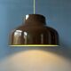 Vintage mid-century brown metal pendant light