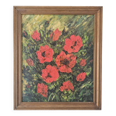 Oil on Canvas Still Life Flowers Poppies Signed P Livera