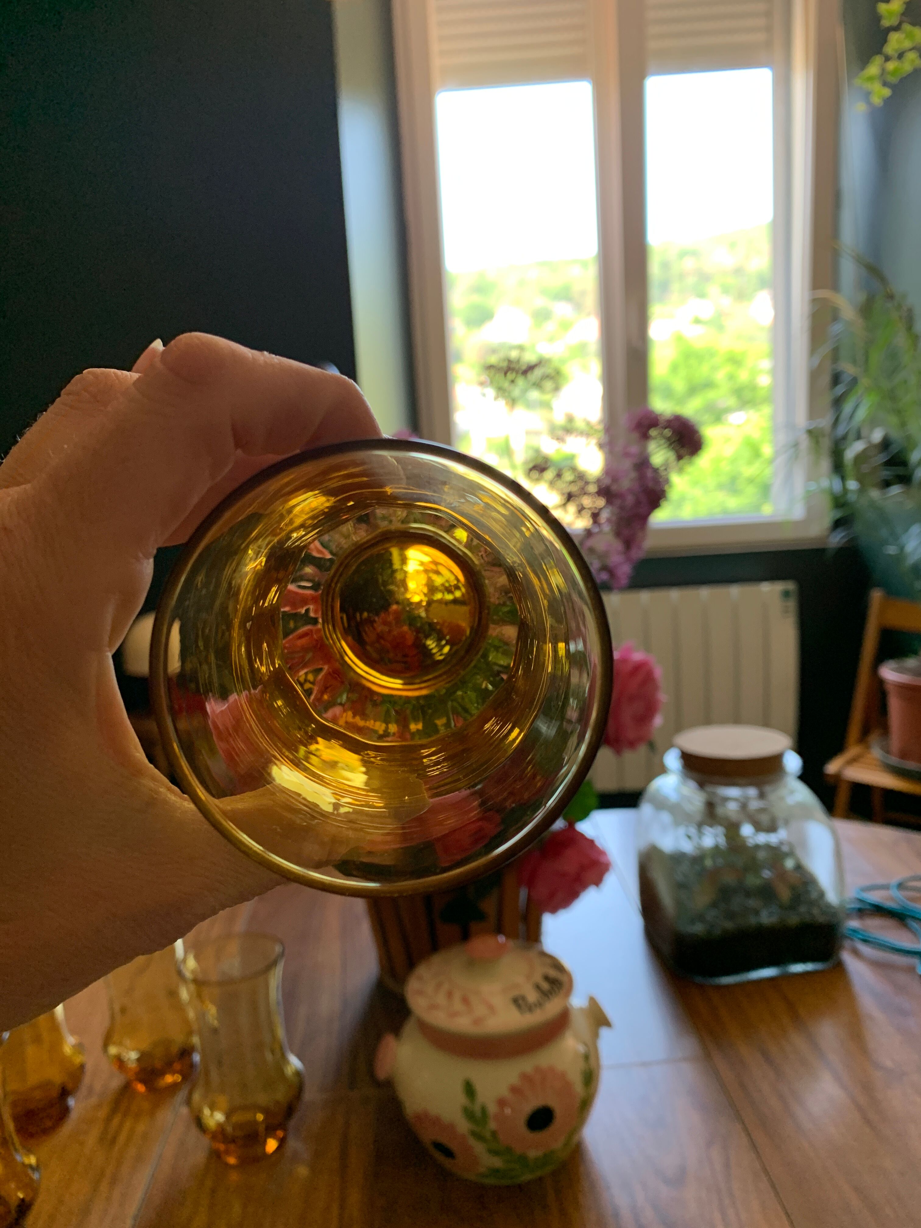 5 glasses orangeade blown glass