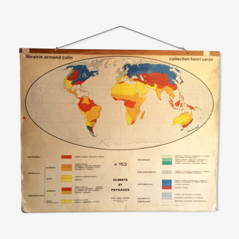 Carte Scolaire géographie Vintage