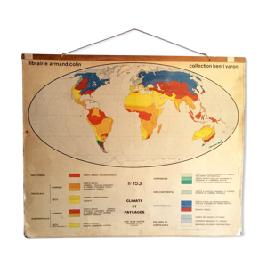 Carte Scolaire géographie Vintage