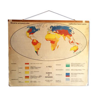 Carte Scolaire géographie Vintage