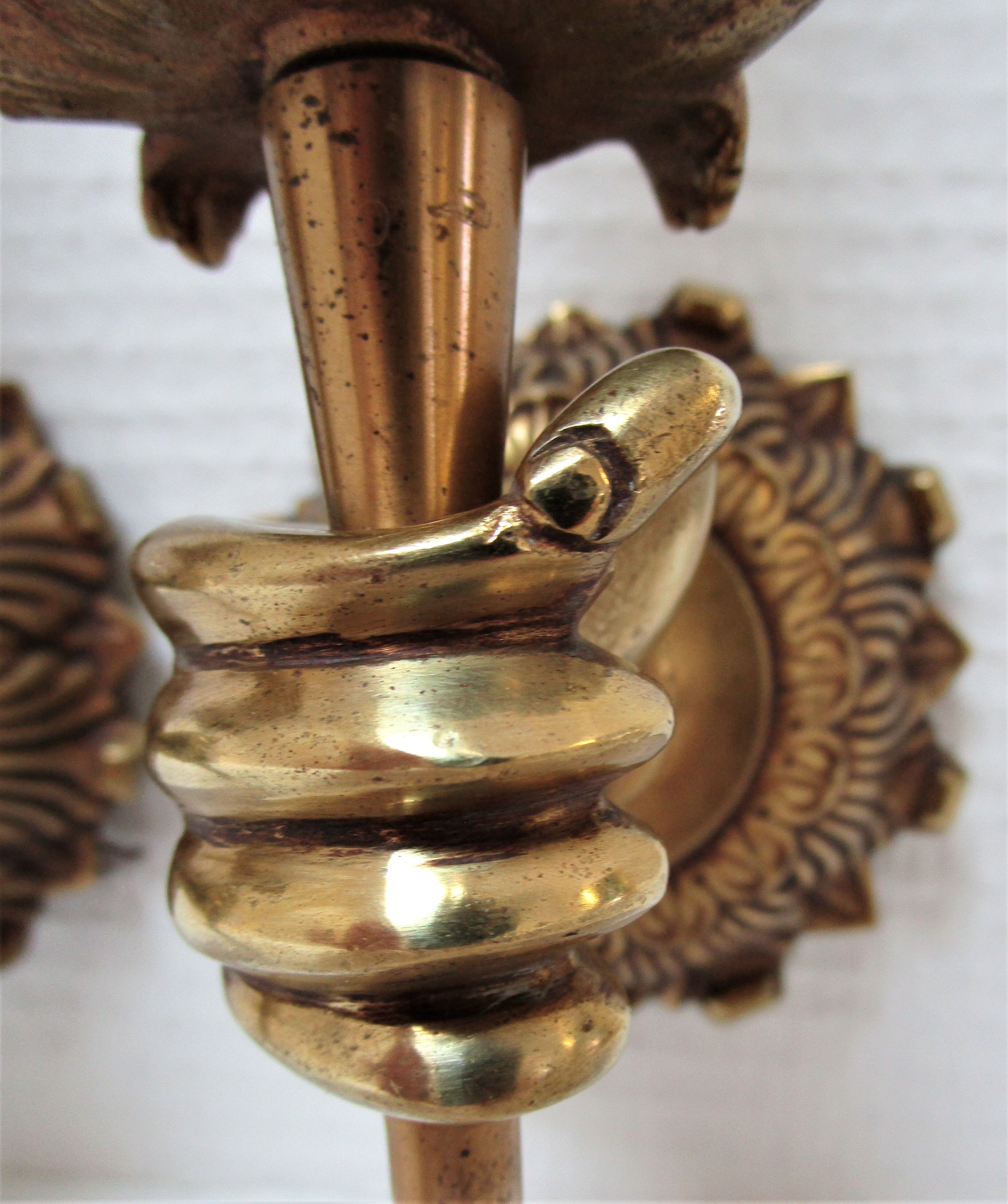 Pair of hand sconces bronze vintage brass