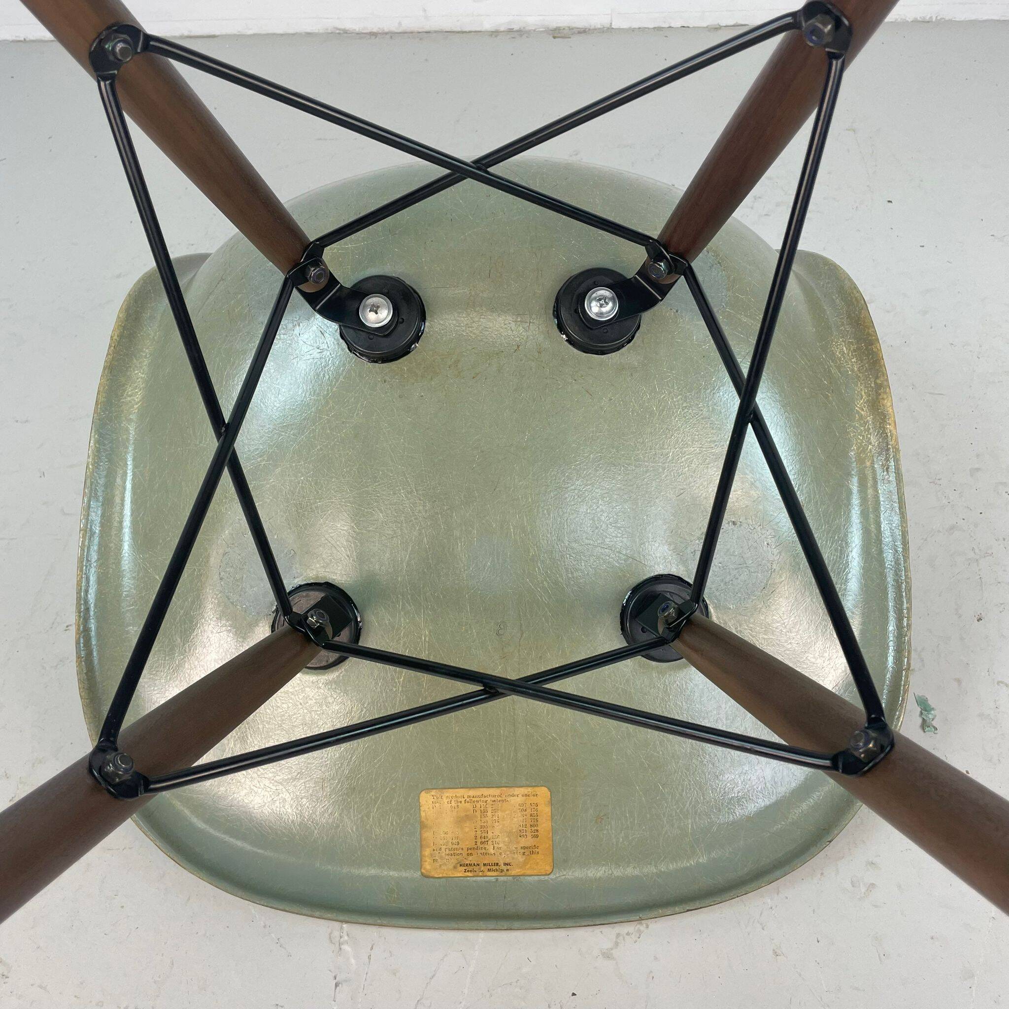 Eames Herman Miller DSW side chair in seafoam green