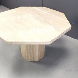 Octogonal italian travertine dining table 1970s