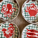 Set of 8 hand-painted soup plates