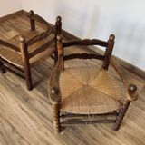 2 mulched armchairs in turned wood