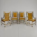 Unique set of mid-century style dining and lounge chairs – gilded, made between 1940-1948 by Flanders Industries Inc, Fort Smith, Arkansas