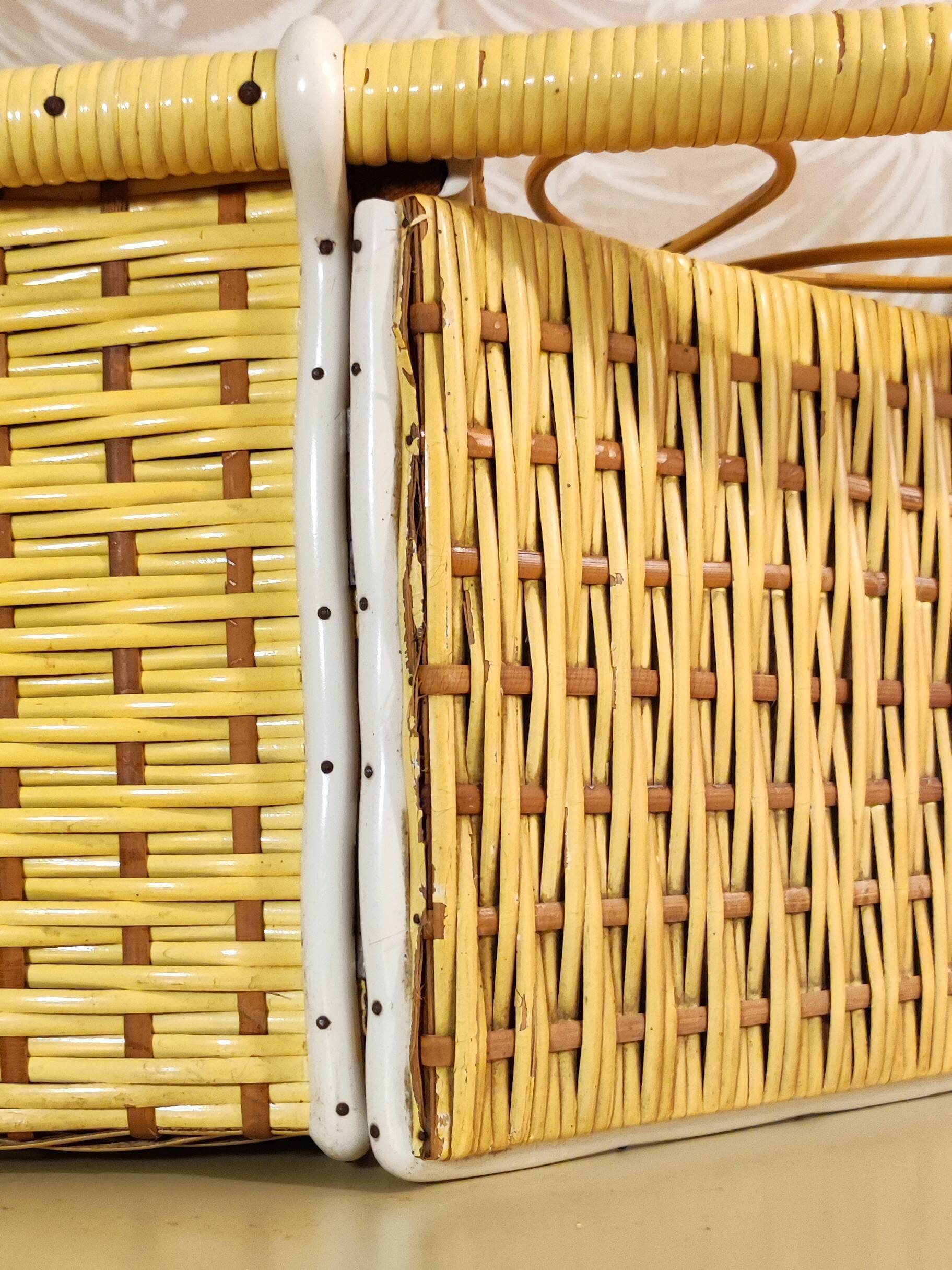 Rattan bread bin 1960