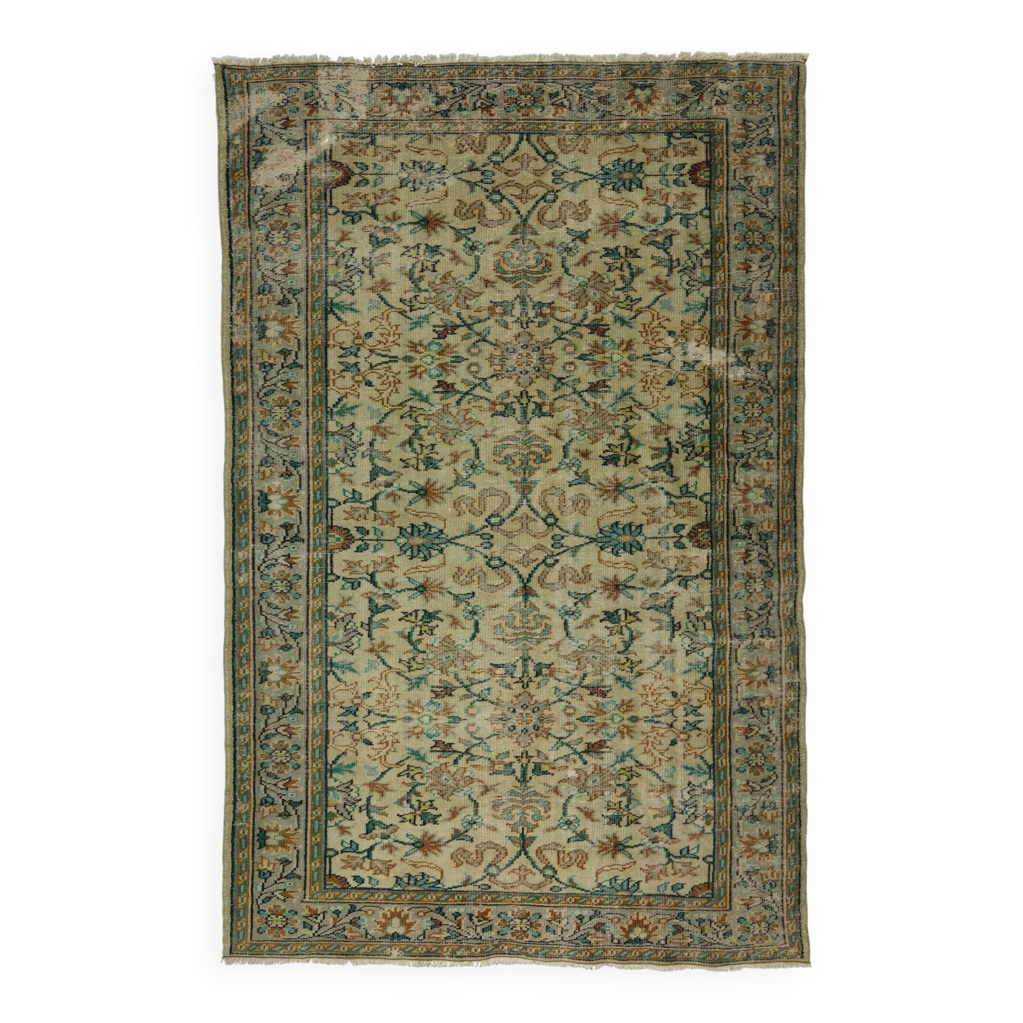 One-of-a-kind turkish handwoven vintage rug - rustic vintage charm 270x 176
