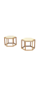 Pair of hexagonal side tables in cerused oak and travertine, attr