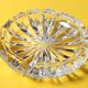 Vintage Heavy Cut Glass Ashtray, Large Round Mid-Century Accessory