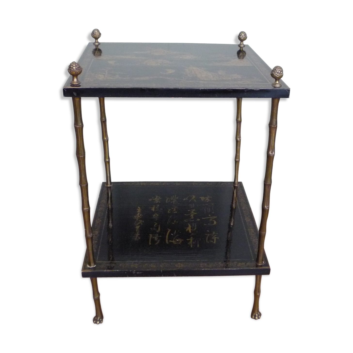 Table Maison Baguès Paris, bronze bambou et laque de chine