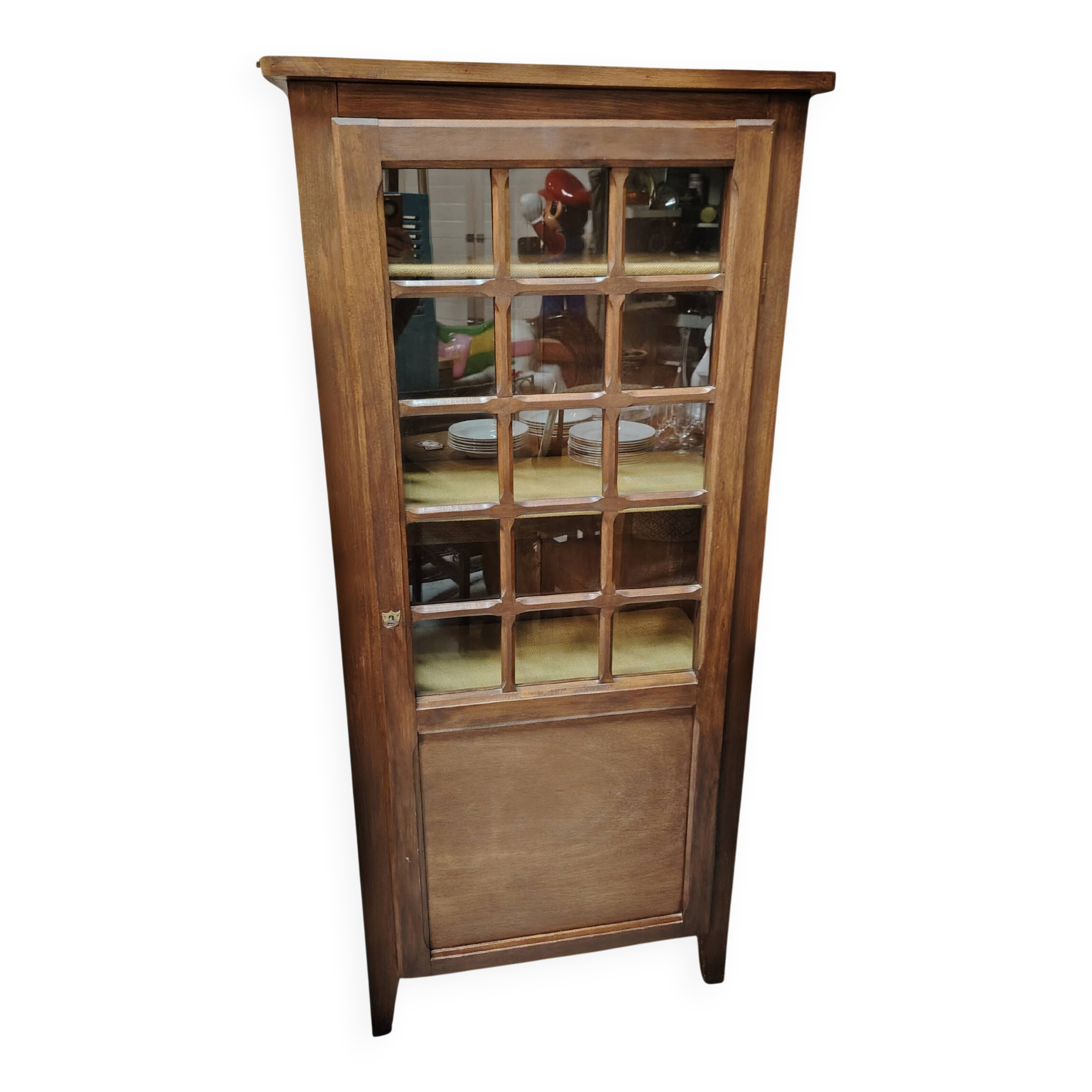 Tall Solid Wood Display Cabinet with Crossbars – Chic Country Style