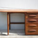 American wood desk, desk with drawers and folding extension, 50s