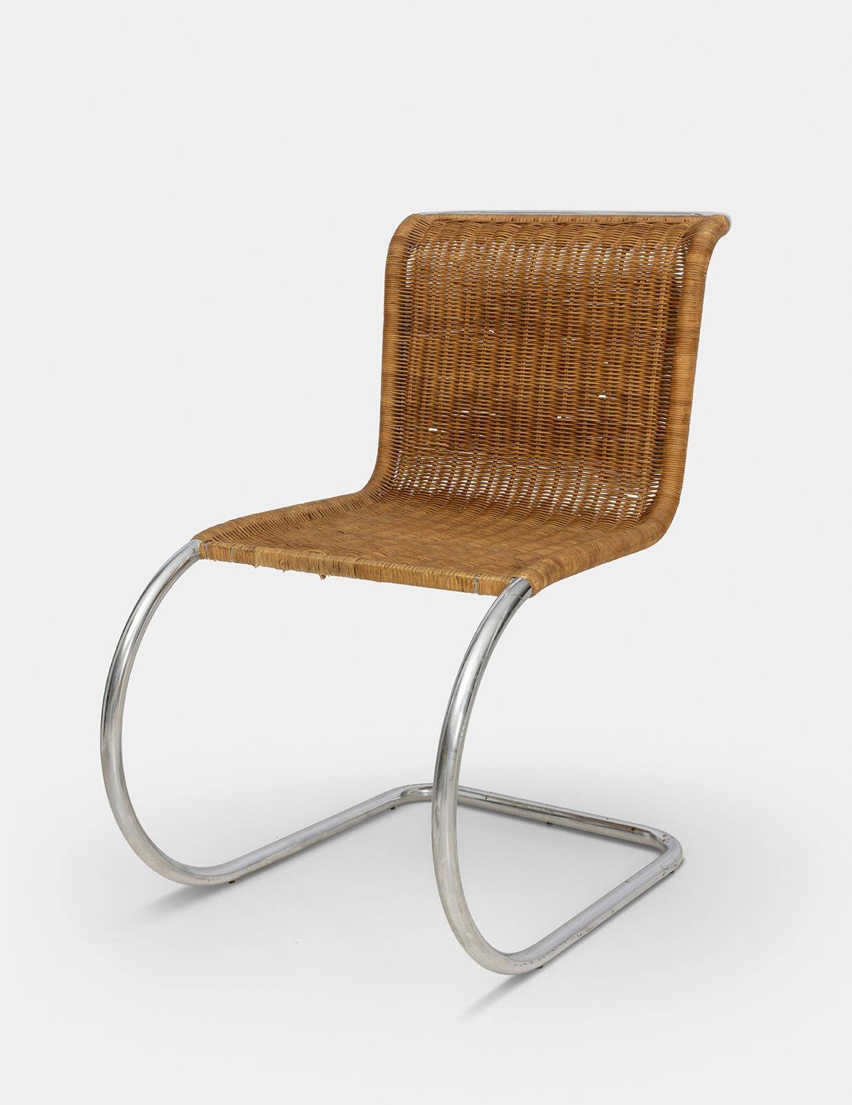 Mr10 chair set in rattan by Ludwig Mies van der Rohe