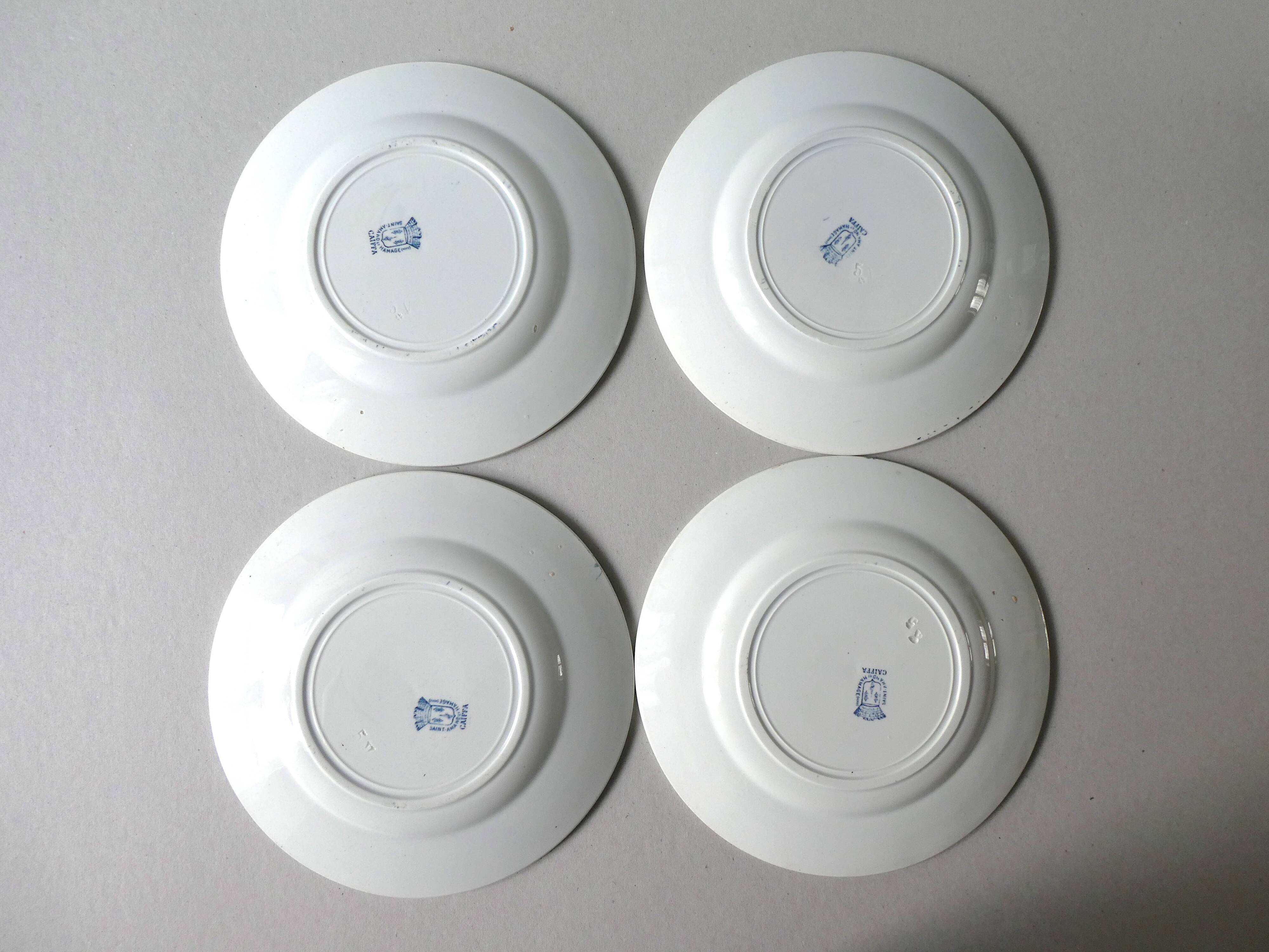Set de 4 assiettes plates Saint Amand Hamage, modèle Caïffa