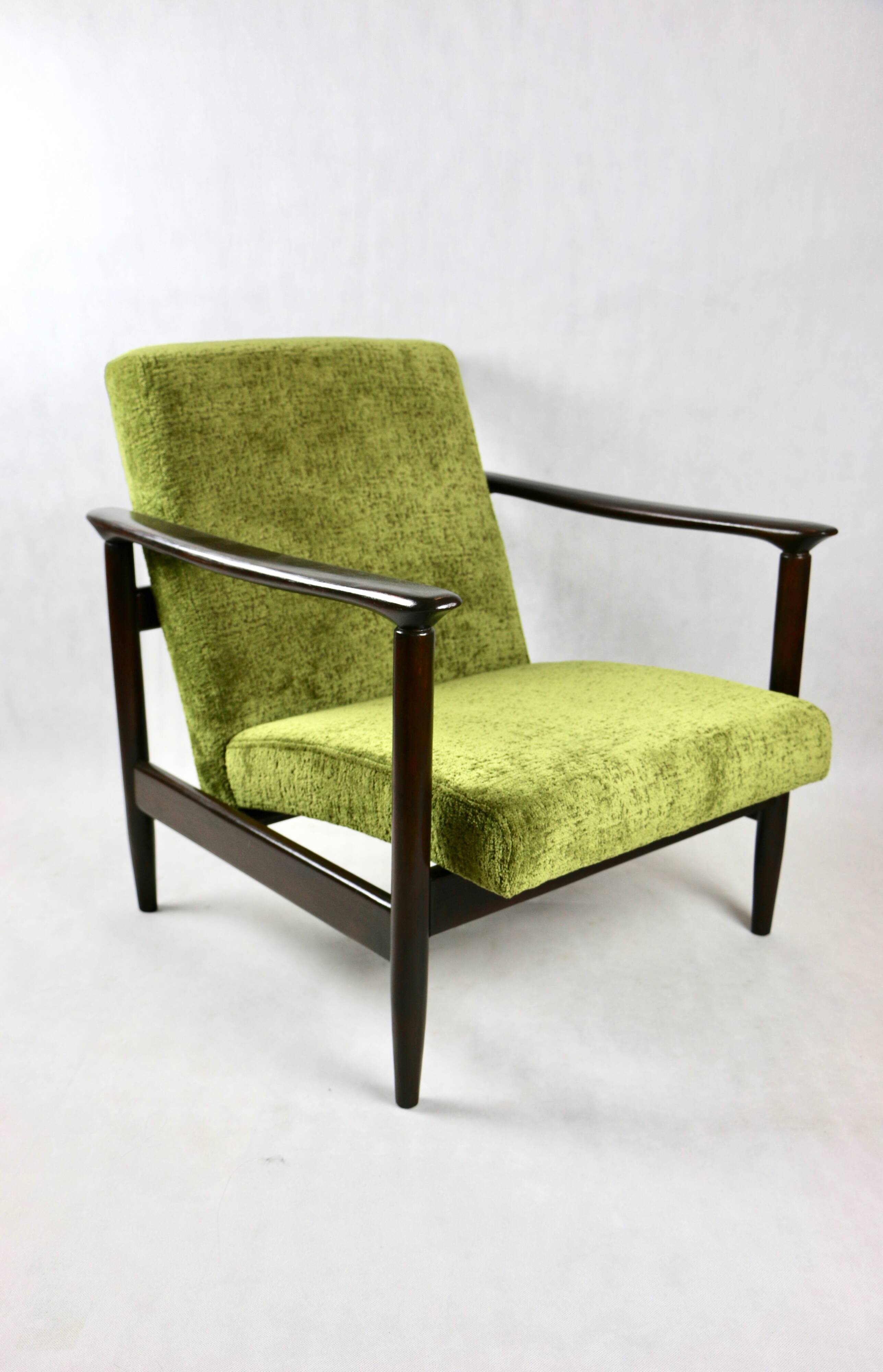 GFM-142 Armchair in Olive green attributed to Edmund Homa, 1970s - brown wood