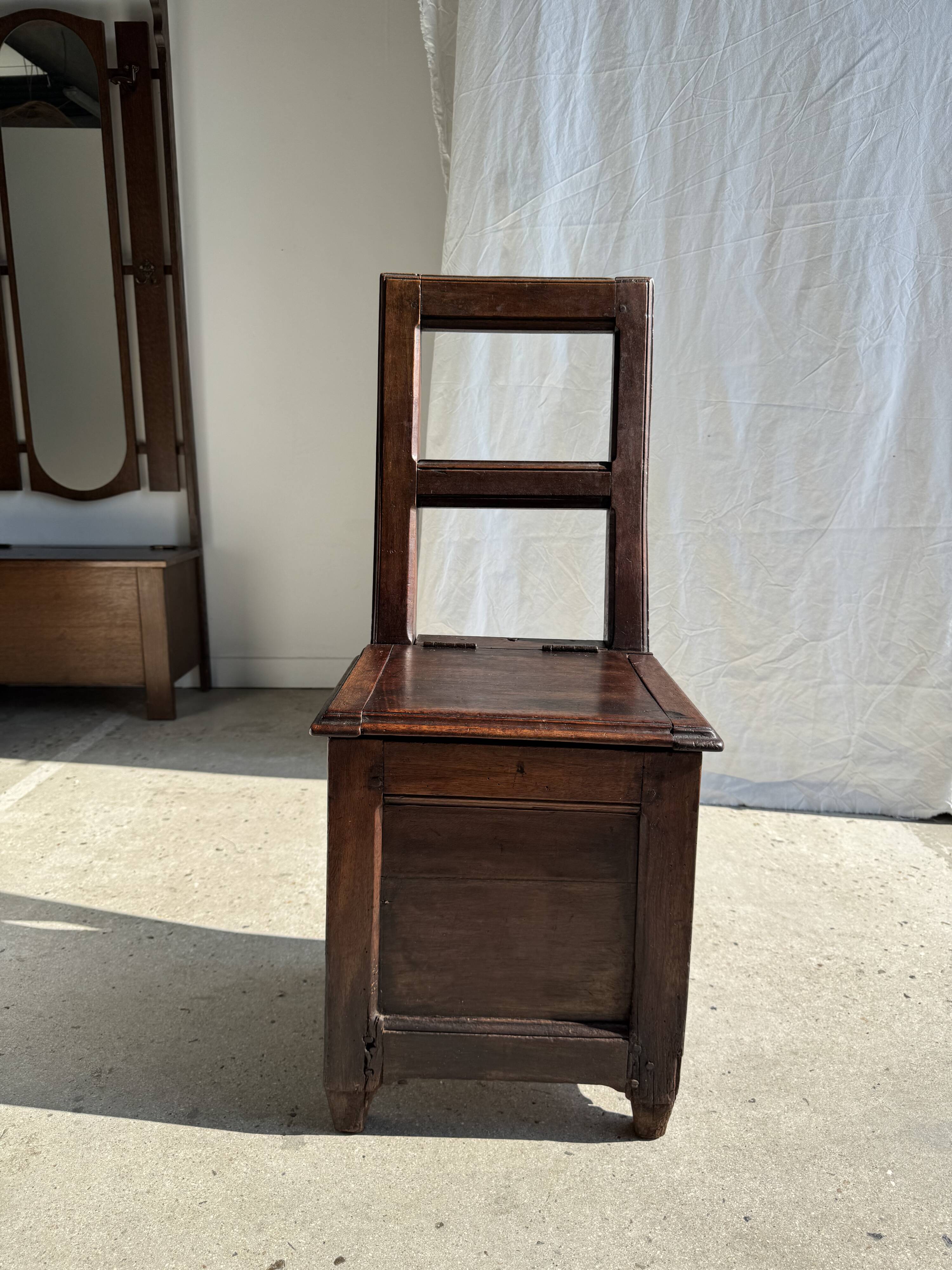 Antique oak chest chair