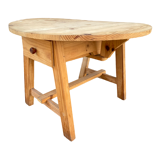 Round Table with Rustic Flaps and 2 Drawers