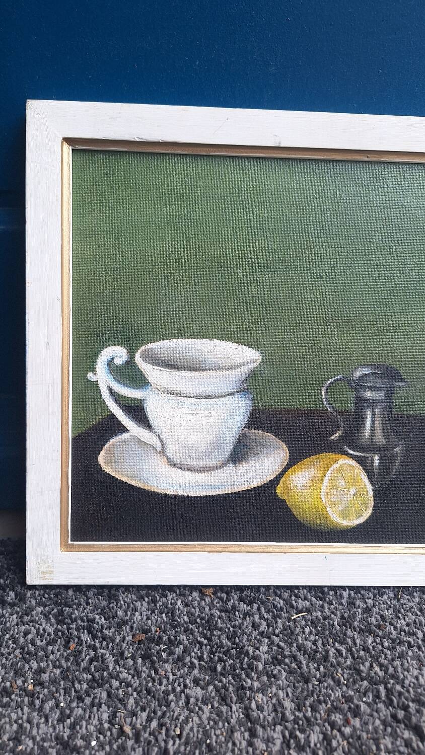 Still life with lemon Oil on hardboard