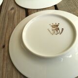 6 small plates signed Limoges France with nenuphar decor and golden border