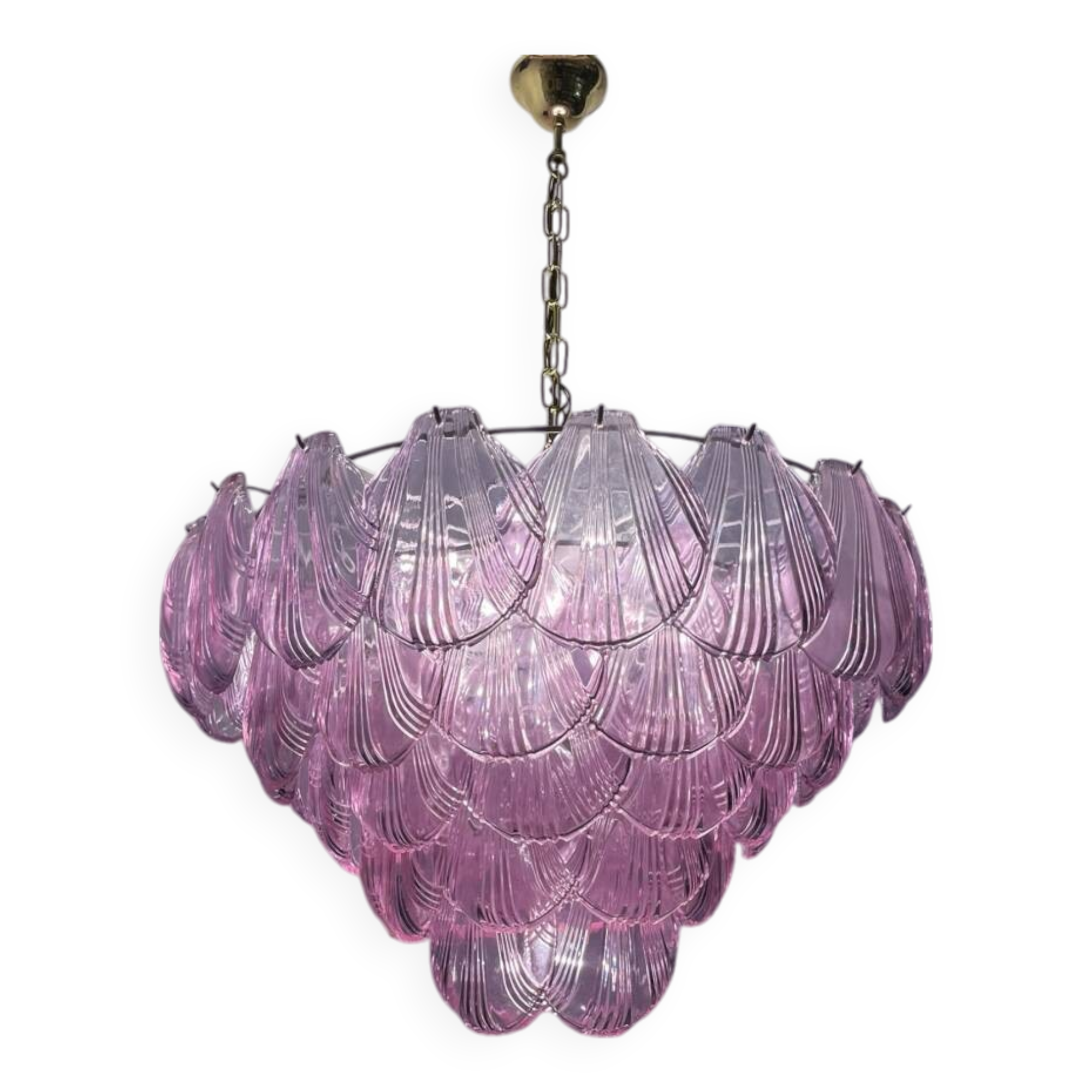 Large Retro Shell Glass Lavender Blue Chandelier