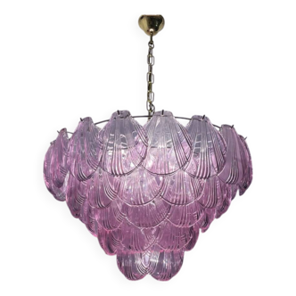 Large Retro Shell Glass Lavender Blue Chandelier
