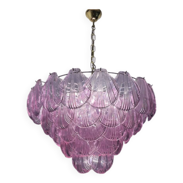 Large Retro Shell Glass Lavender Blue Chandelier